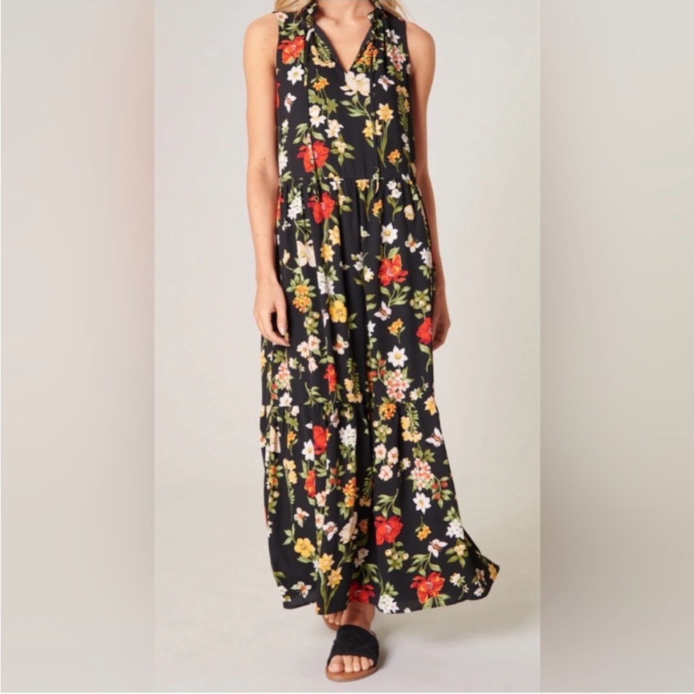 Sugarlips Floral Sleeveless Maxi Dress - Black